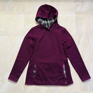 Eddie Bauer Womens Purple Knit Long Sleeve Hooded Pullover Sweatshirt Med Pocket